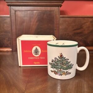 Spode Christmas Tree Coffee Mug‎ Tea Cup w/ Original Box Holiday Stoneware